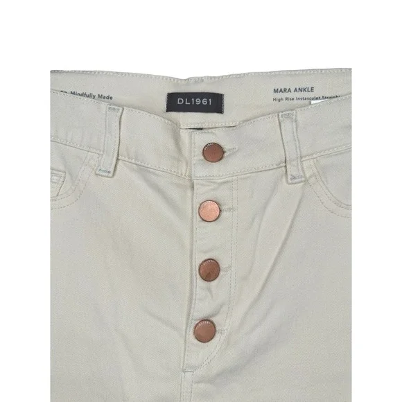 DL1961 Mara Ankle Straight High Rise Instasculpt Jeans Sandshell 30 Cream A - Picture 4 of 9